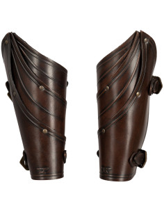 Brazaletes medievais de couro modelo Lilith, cor marrom