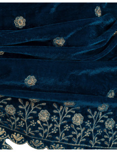 Lenço medieval decorado modelo Jasmin, cor azul 2