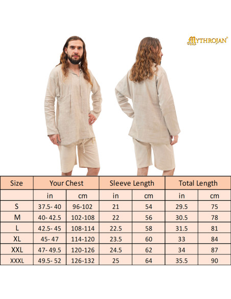 Túnica medieval curta modelo Caius,...