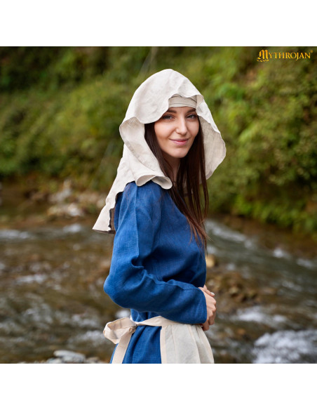 Véu Medieval em linho e algodão, cor...