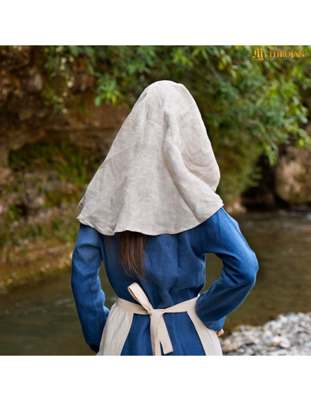 Véu medieval de meia-lua em linho e...