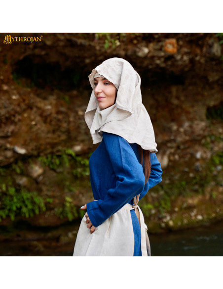 Véu medieval de meia-lua em linho e...