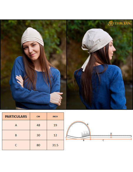 Gorro medieval de linho e algodão...