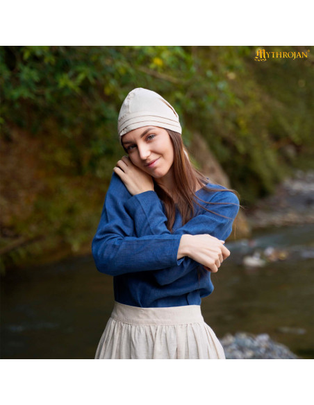 Gorro medieval de linho e algodão...