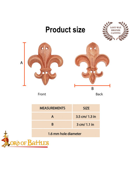 Adorno Flor de Lis em bronze para cintos