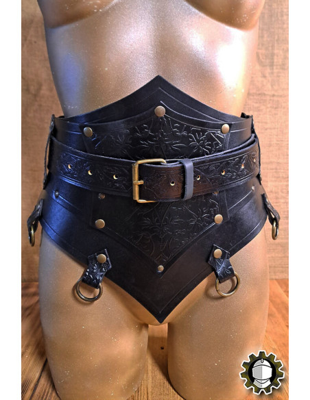 Corset medieval de couro com cinto...