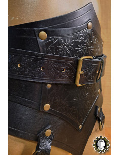 Corset medieval de couro com cinto modelo Senua, cor preta 2