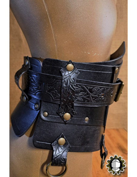 Corset medieval de couro com cinto...