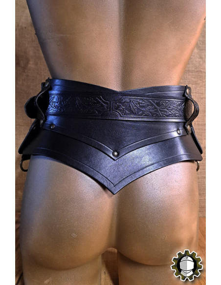 Corset medieval de couro com cinto...