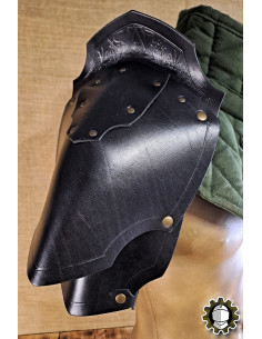 Ombreiras medievais de couro modelo Senua, cor preta 2