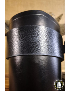 Brazaletes medievais de couro modelo Ragnall, cor preta 2