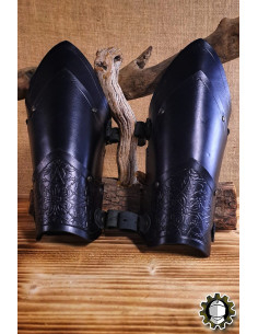 Brazaletes medievais de couro modelo Jerome, cor preta