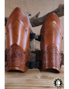 Brazaletes medievais de couro modelo Jerome, cor marrom