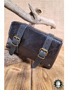 Bolso medieval de couro modelo Altair, cor preta