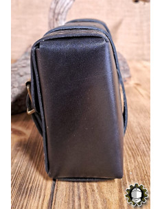 Bolso medieval de couro modelo Altair, cor preta 2