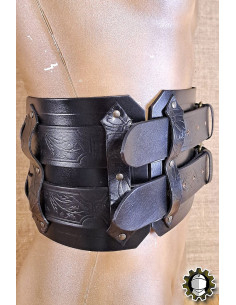 Cinturão medieval largo em couro modelo Jaret, cor preta 2
