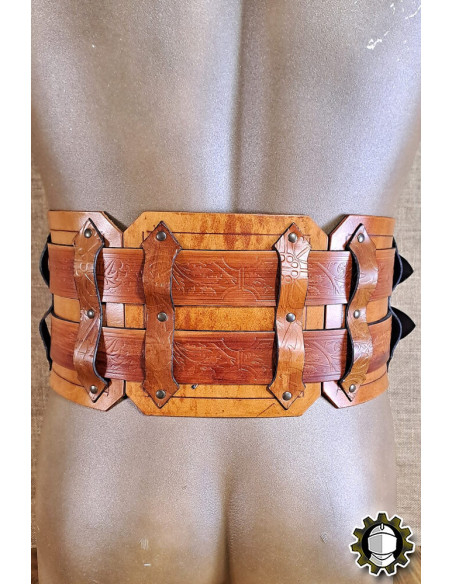 Cinto medieval largo em couro modelo...