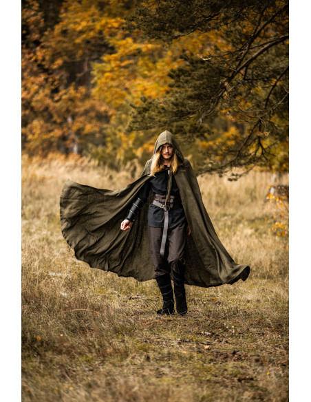 Capa medieval Mimir verde em linho