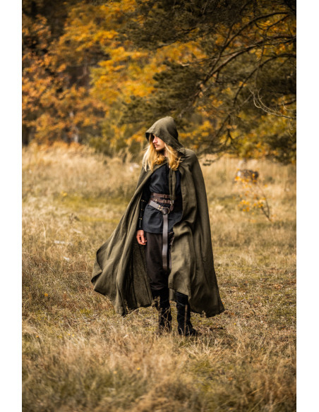 Capa medieval Mimir verde em linho