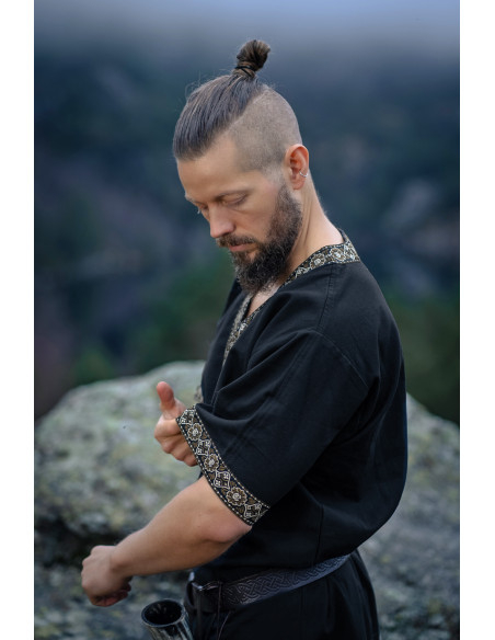 Túnica vikinga curta modelo Loki, negro