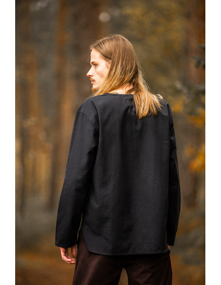 Camisa medieval homem modelo Otto, negra