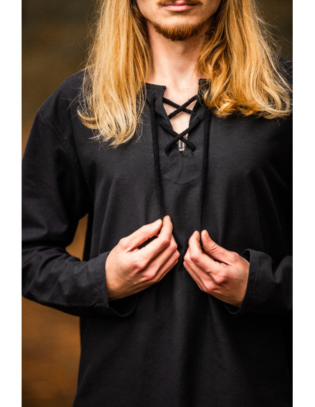 Camisa medieval homem modelo Otto, negra