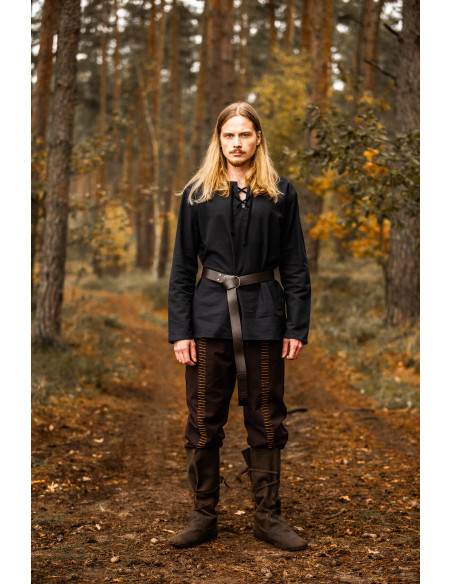 Camisa medieval homem modelo Otto, negra