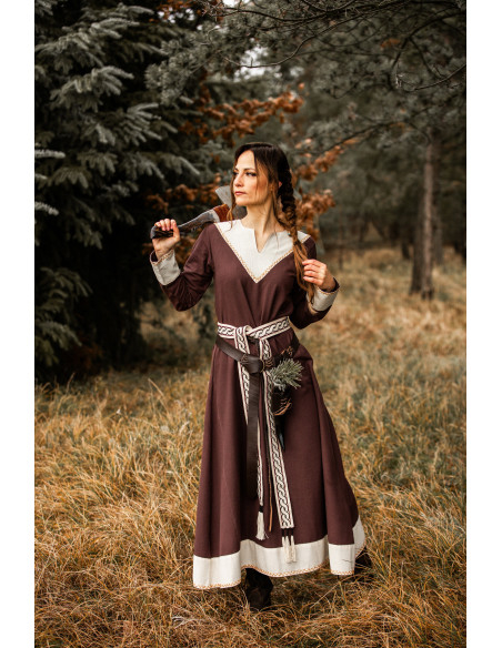 Vestido mulher vikinga Jorunn, Marron...