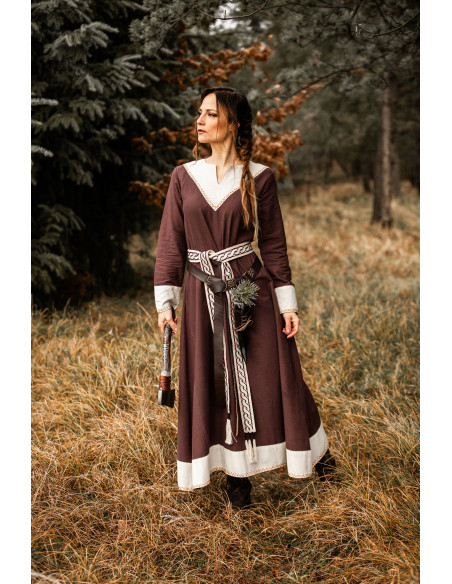 Vestido mulher vikinga Jorunn, Marron...