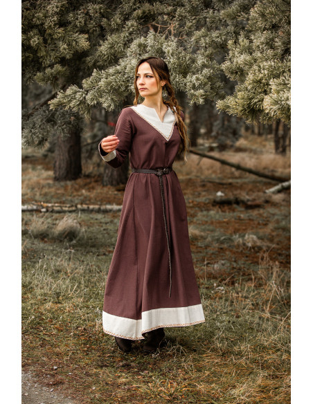 Vestido mulher vikinga Jorunn, Marron...