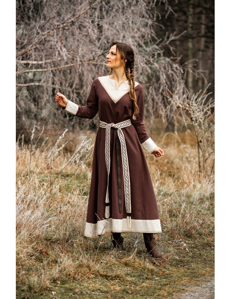 Vestido mulher vikinga Jorunn, Marron...