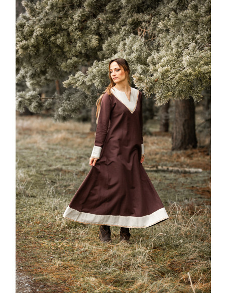 Vestido mulher vikinga Jorunn, Marron...