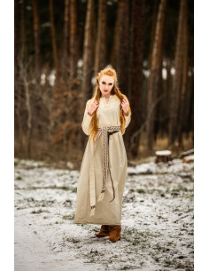 Vestido Vikinga mulher Helga em Bege natural 2