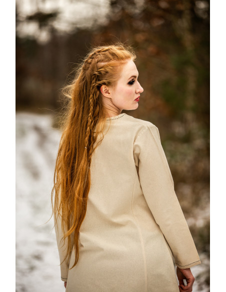 Vestido Vikinga mulher Helga em Bege...