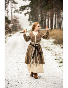 Abrigo viking para mulher Birka Skadi, cor Areia