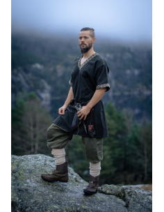 Calças vikings de linho Wodan, verde oliva 2