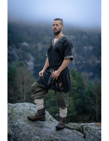 Calças vikings de linho Wodan, verde...