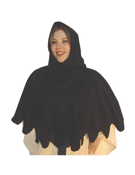 Gugel medieval em lã modelo Henri, preto