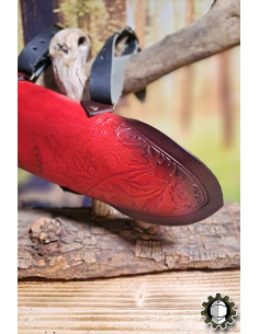 Tahalí medieval couro vermelho modelo Jerome 2