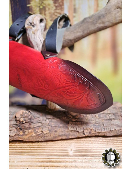 Tahalí medieval couro vermelho modelo...