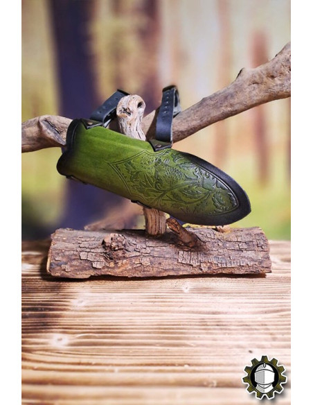 Tahalí medieval couro verde modelo...