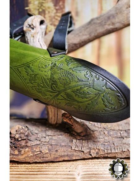 Tahalí medieval couro verde modelo...