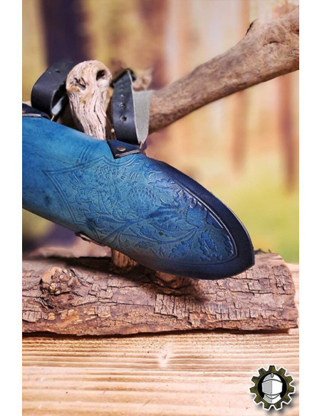 Tahalí medieval couro azul modelo Jerome