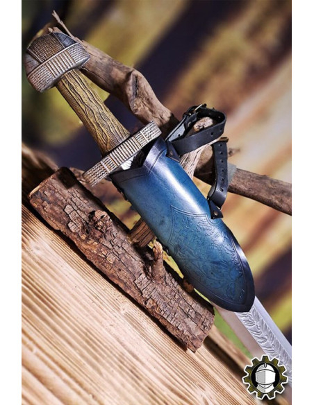 Tahalí medieval couro azul modelo Jerome