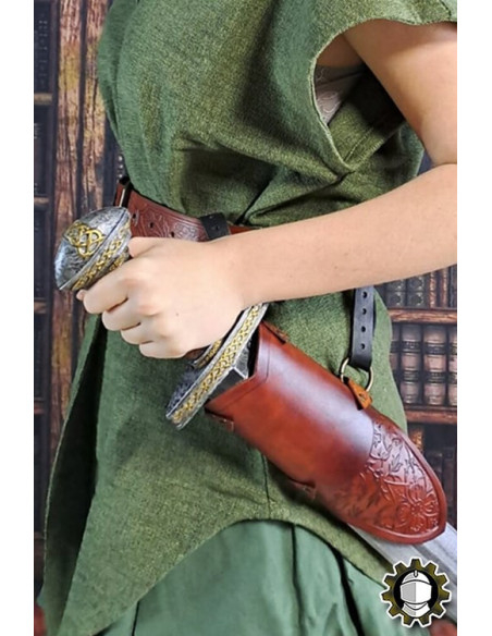 Tahalí medieval couro marrom modelo...