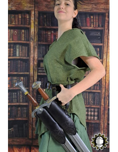 Tahalí medieval duplo couro preto modelo Jerome 2