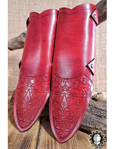 Tahalí medieval duplo couro vermelho modelo Jerome