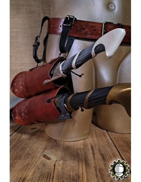 Tahalí medieval duplo couro marrom...