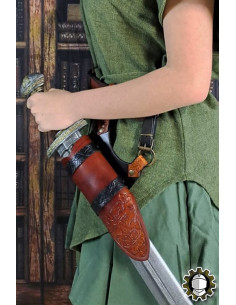 Tahalí medieval Brian, mão direita couro marrom