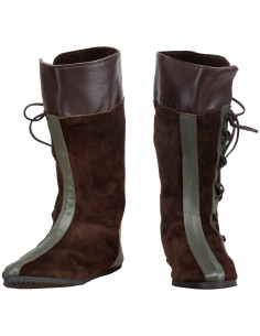Botas medievais de couro modelo Sylvar, cor cinza